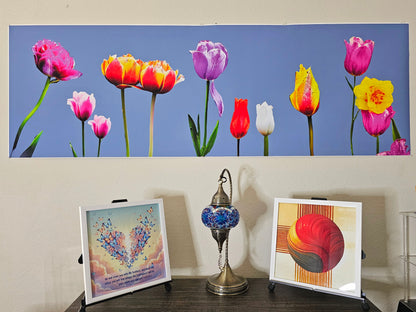 Spring Standing Tall – Panoramic Mixed Media Tulip Art