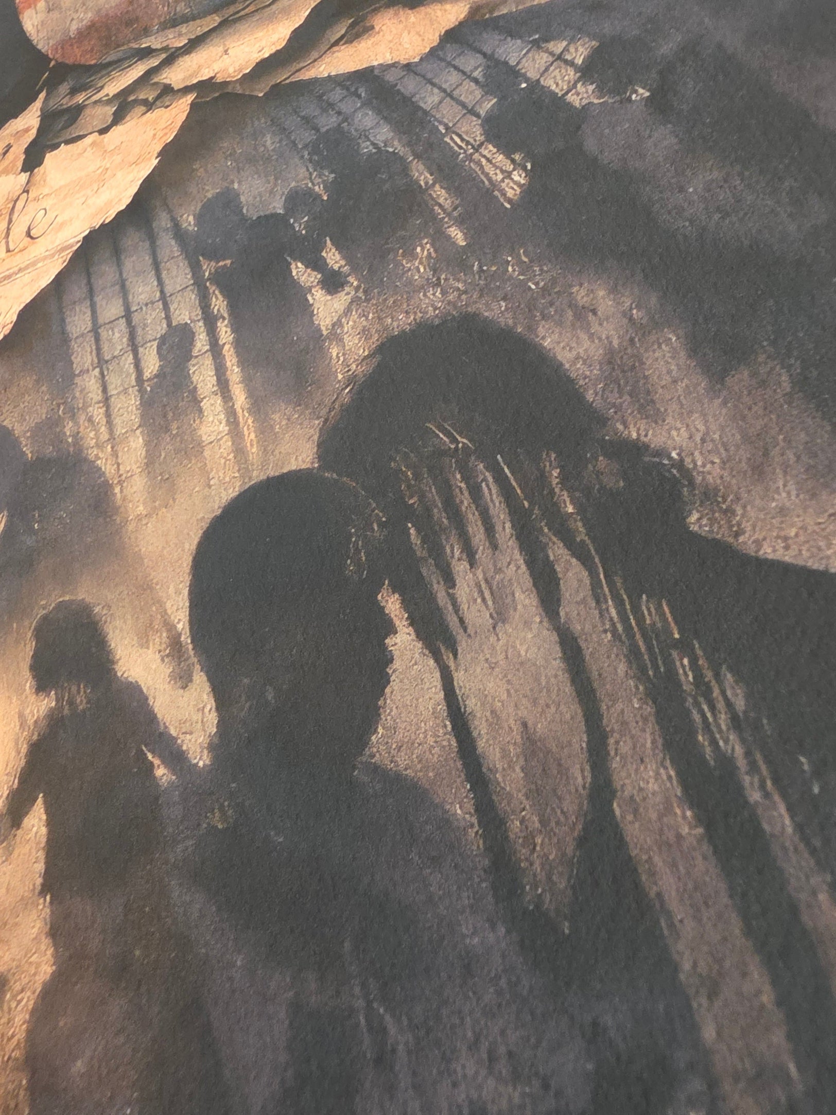 Close-up of a textured surface with shadows and light patterns