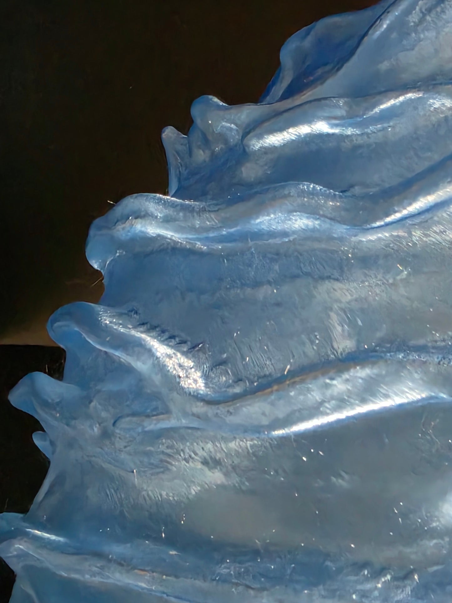 Translucent Glacier Blue Flameform Vase — 10" Modern Sculptural Decorative Vase
