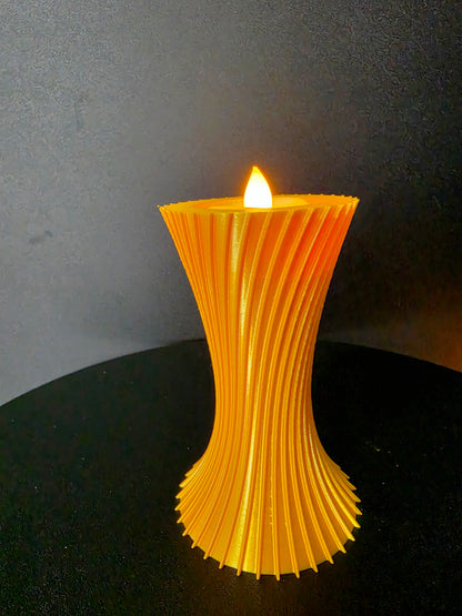 Sculptural LED Tea Light Holder — 4-Inch Decorative Candle Accent