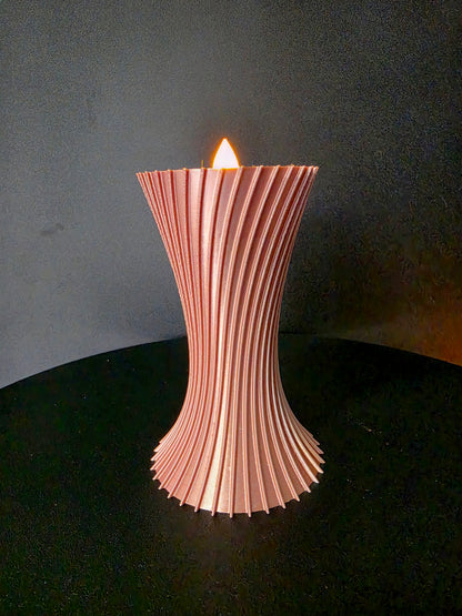 Sculptural LED Tea Light Holder — 4-Inch Decorative Candle Accent