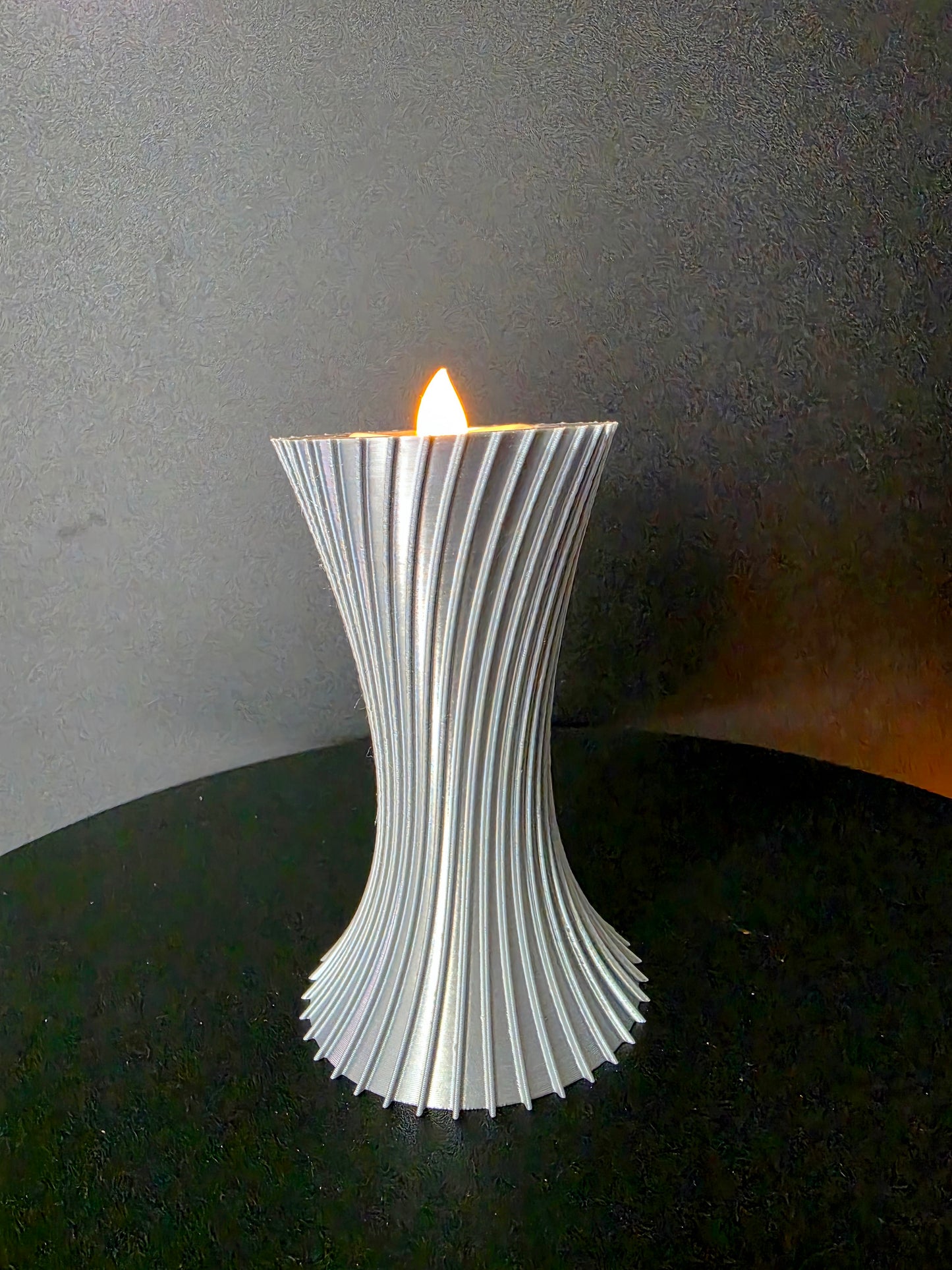 Sculptural LED Tea Light Holder — 4-Inch Decorative Candle Accent