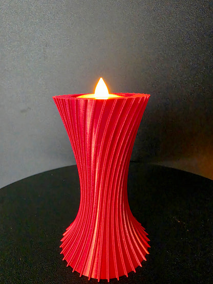 Sculptural LED Tea Light Holder — 4-Inch Decorative Candle Accent