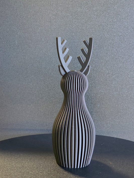 Japandi Ribbed Reindeer — 7" Holiday Decorative Accent