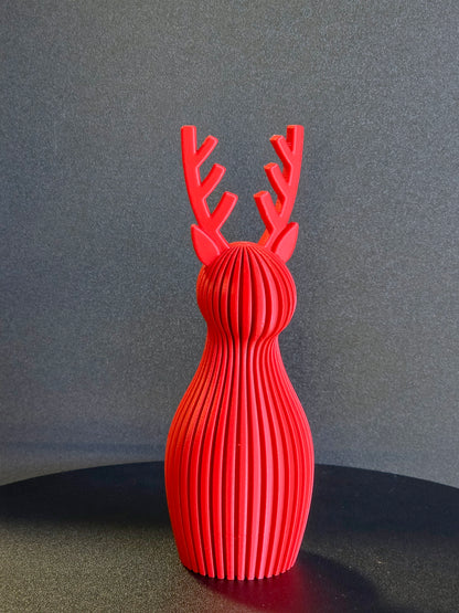 Japandi Ribbed Reindeer — 7" Holiday Decorative Accent