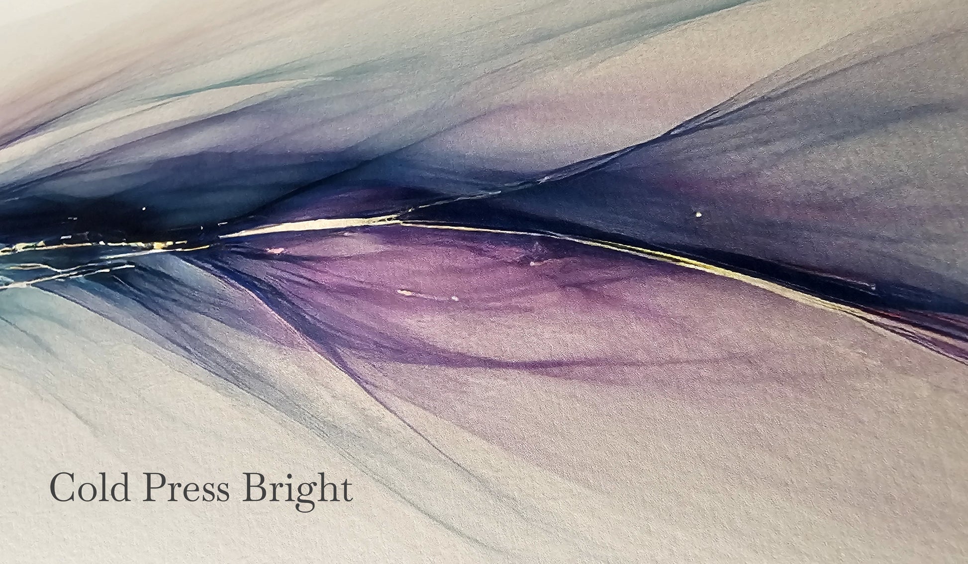 Abstract purple and white color swatch with 'Cold Press Bright' text