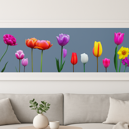 Spring Standing Tall – Panoramic Mixed Media Tulip Art