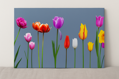 Spring Standing Tall – Panoramic Mixed Media Tulip Art