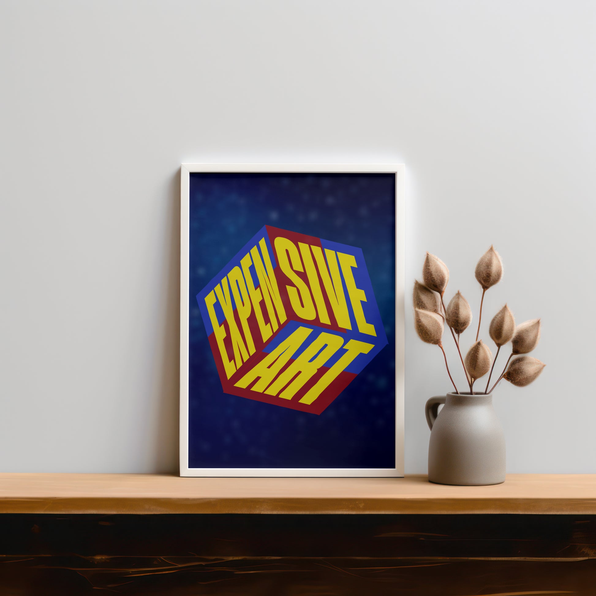 Framed Greetings Expensive Art - Bold Statement Poster Wall Art (Blue Edition) Aluminum-Photo-Panel-14x11