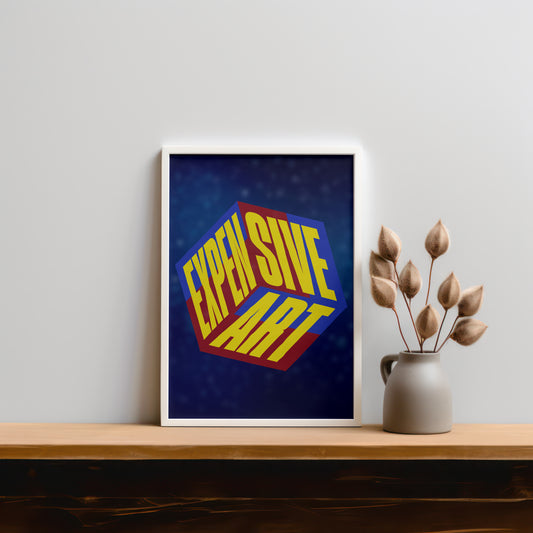 Framed Greetings Expensive Art - Bold Statement Poster Wall Art (Blue Edition) Aluminum-Photo-Panel-14x11