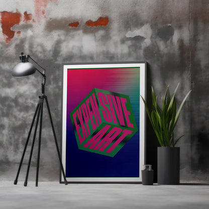 Framed Greetings Expensive Art - Bold Statement Poster Wall Art (Pink & Green Edition) Aluminum-Photo-Panel-14x11