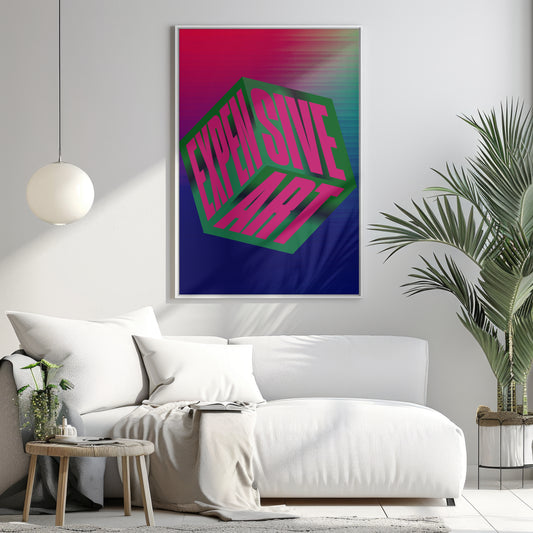 Framed Greetings Expensive Art - Bold Statement Poster Wall Art (Pink & Green Edition) 