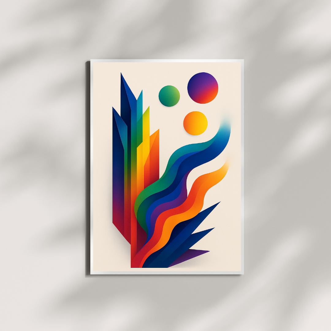 Prism Uprising – Bold Vertical Abstract Wall Art in ROYGBIV