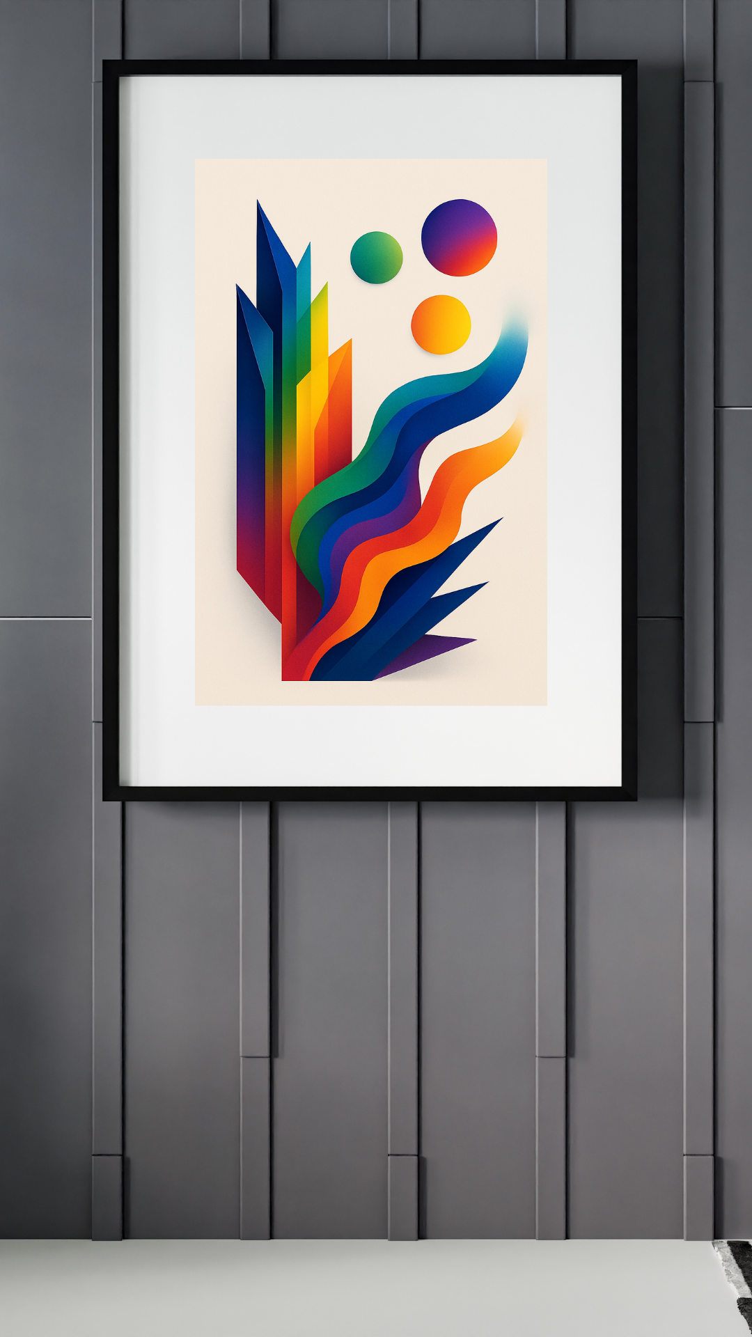 Prism Uprising – Bold Vertical Abstract Wall Art in ROYGBIV
