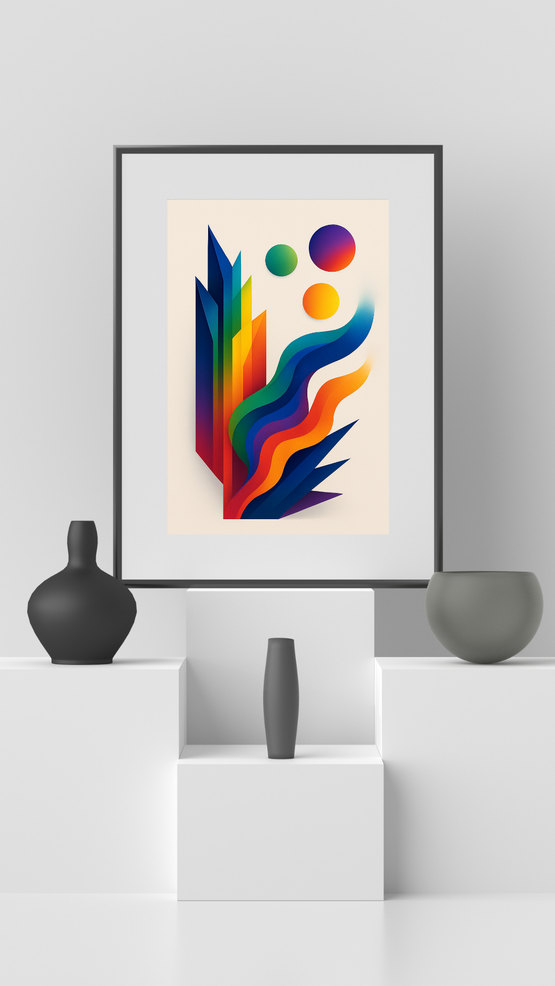 Prism Uprising – Bold Vertical Abstract Wall Art in ROYGBIV