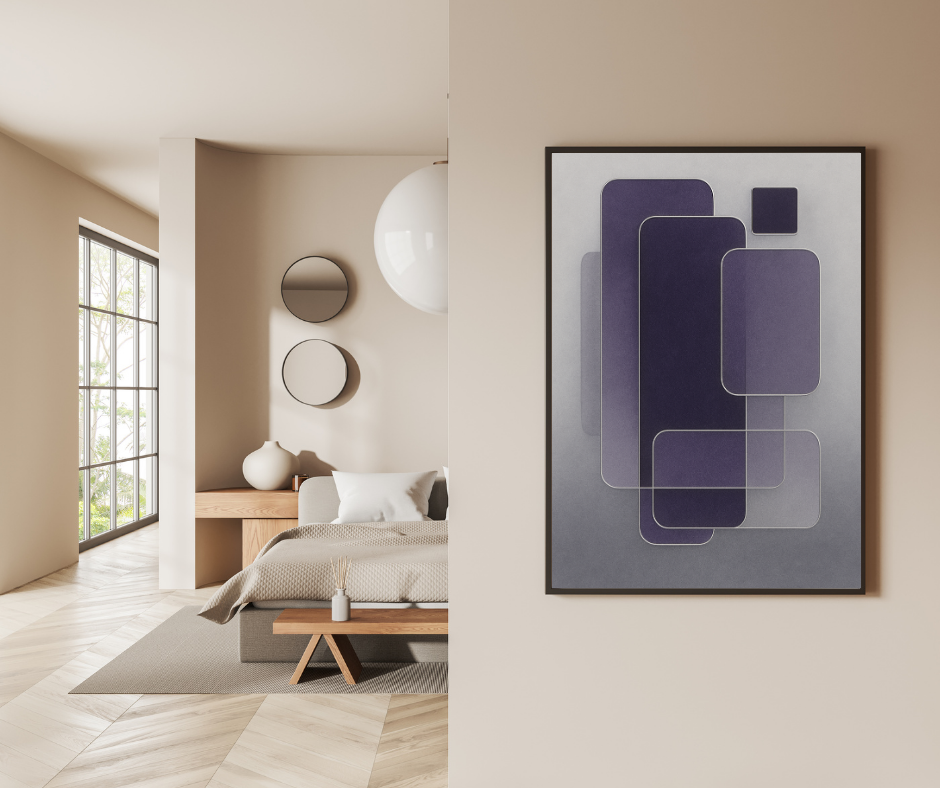 Weightless Intention – Purple and Gray Minimalist Abstract Wall Art