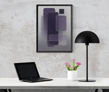 Weightless Intention – Purple and Gray Minimalist Abstract Wall Art