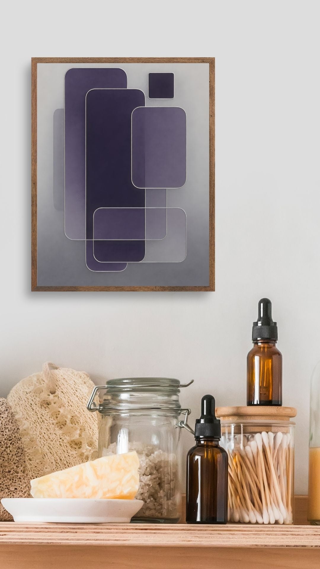 Weightless Intention – Purple and Gray Minimalist Abstract Wall Art