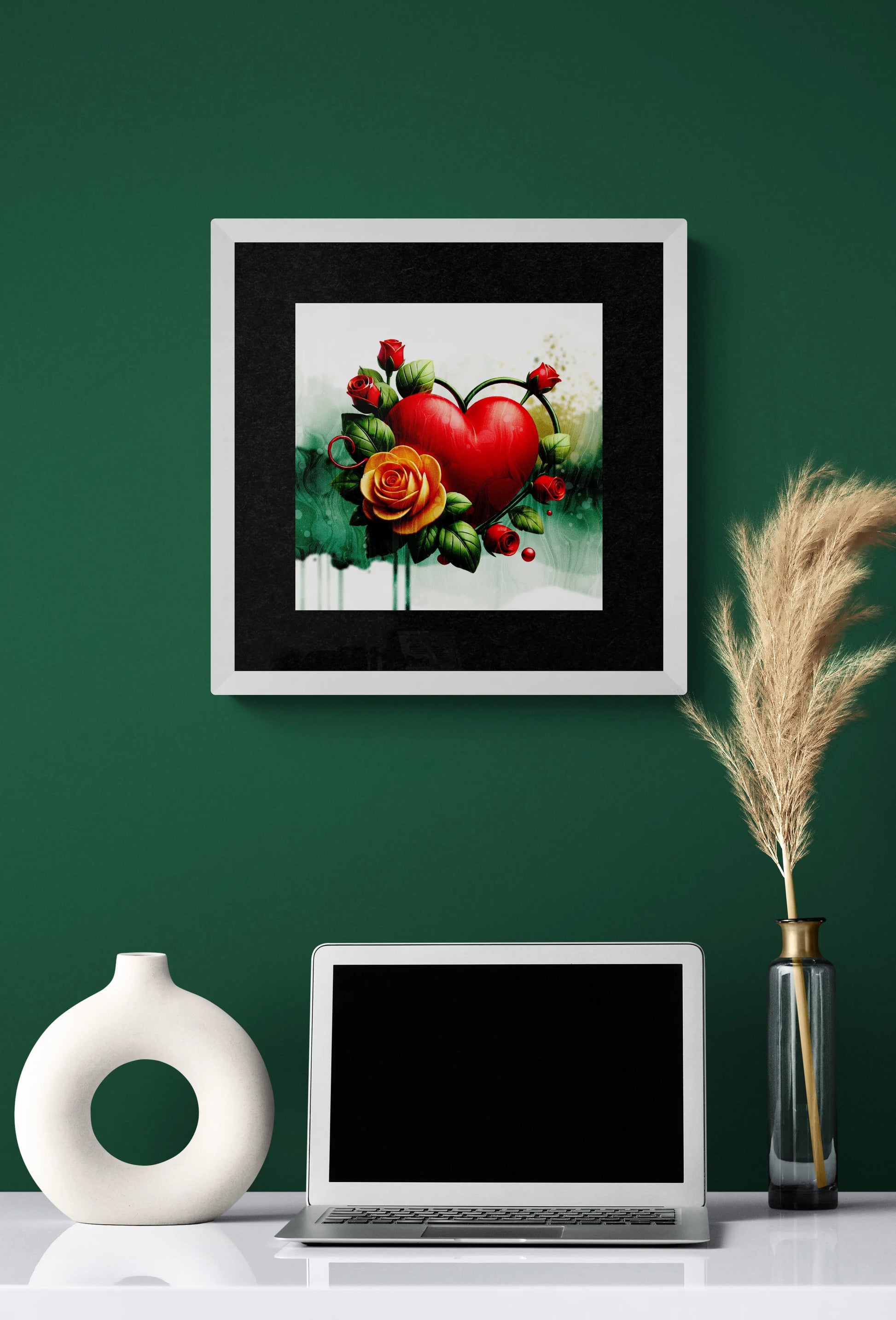 Heart in Roses Wall Art Decor Framed Greetings