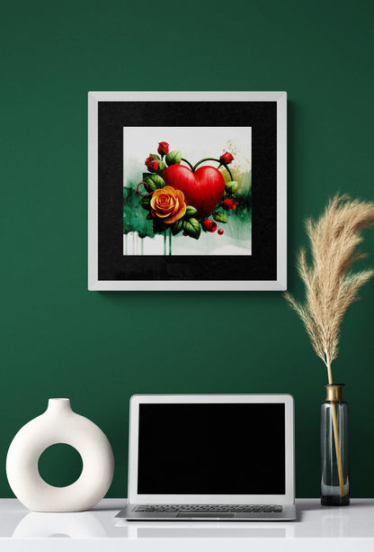 Heart in Roses Wall Art Decor Framed Greetings