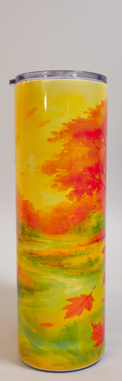 Fall Landscape Tumbler – Autumn River Glow