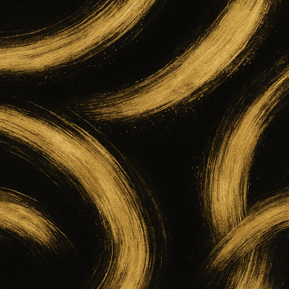 Abstract pattern of gold brush strokes on a black background